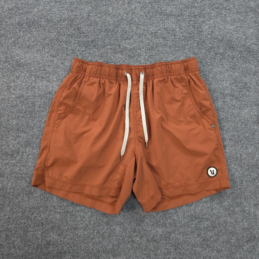 Vuori Men's Athletic Shorts in Rust with Cream Drawstring